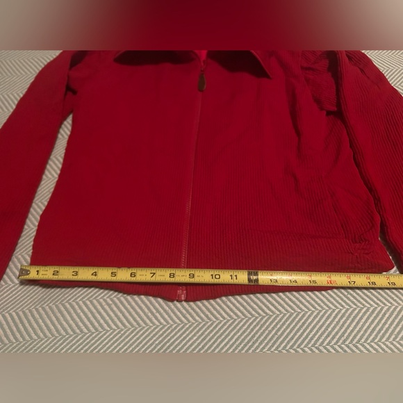Issey Miyake Fete Red Zip Up Collared Sweater. Size Women’s Small - Picture 8 of 10